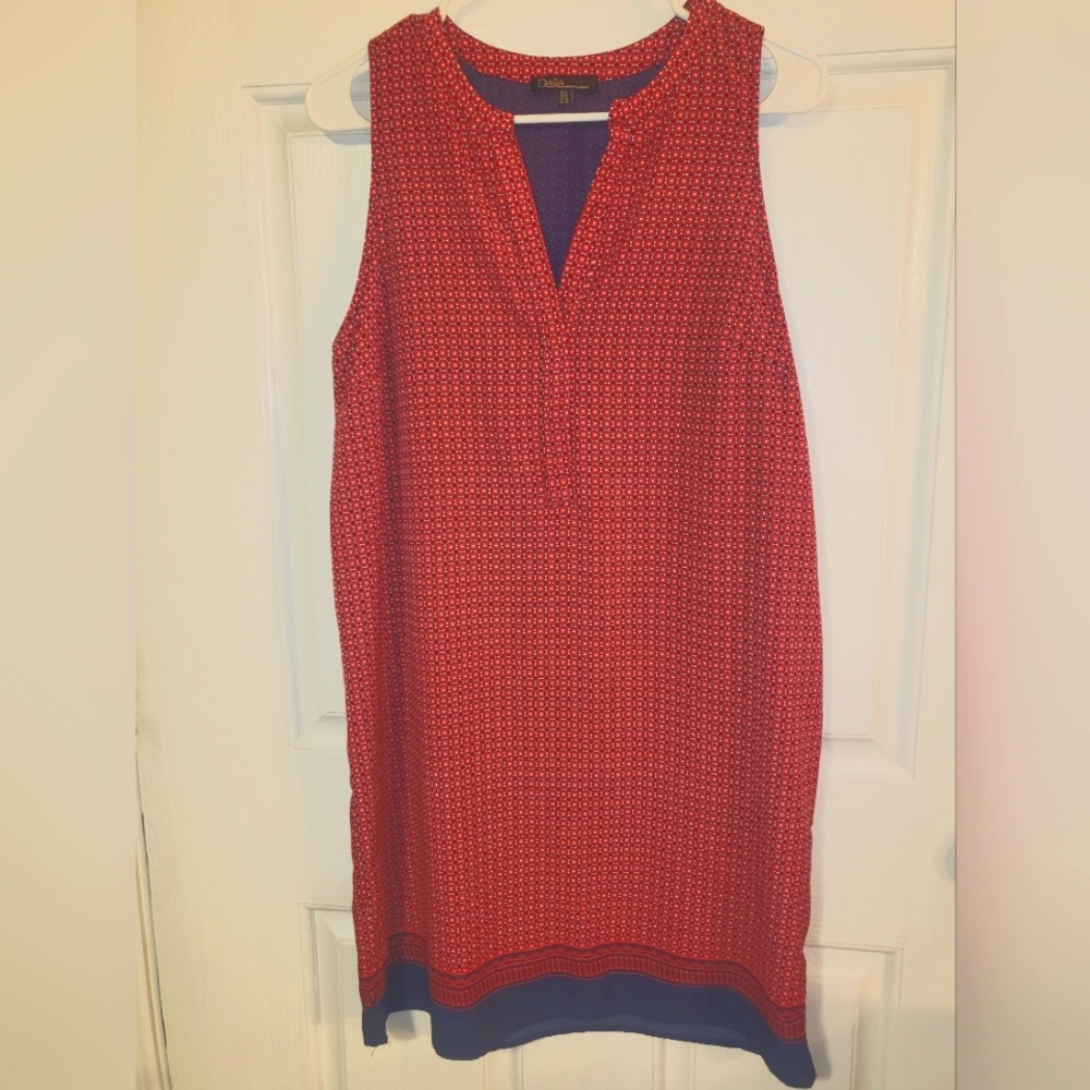 Dalia Dress, Red and Blue, Size 8